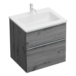 burgbad Eqio Waschtischkombination mit Mineralguss-Waschtisch, 62 cm, mit Griffleiste G0251