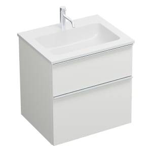 burgbad Eqio Waschtischkombination mit Mineralguss-Waschtisch, 62 cm, mit Griffleiste G0251