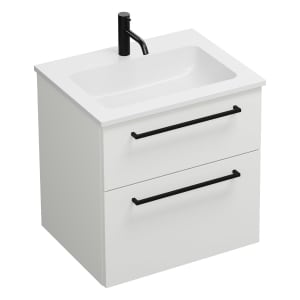 burgbad Eqio Waschtischkombination mit Mineralguss-Waschtisch, 62 cm, mit Stangengriff G0234