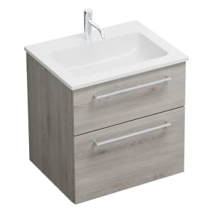 burgbad Eqio Waschtischkombination mit Mineralguss-Waschtisch, 62 cm, mit Stangengriff P95