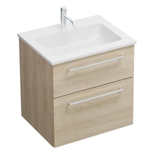 burgbad Eqio Waschtischkombination mit Mineralguss-Waschtisch, 62 cm, mit Stangengriff P95