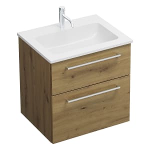 burgbad Eqio Waschtischkombination mit Mineralguss-Waschtisch, 62 cm, mit Stangengriff P95