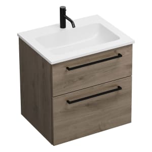 burgbad Eqio Waschtischkombination mit Mineralguss-Waschtisch, 62 cm, mit Stangengriff G0234