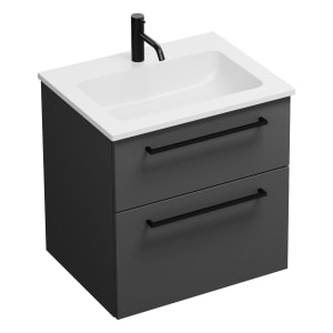 burgbad Eqio Waschtischkombination mit Mineralguss-Waschtisch, 62 cm, mit Stangengriff G0234