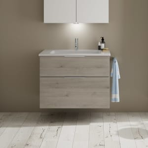 burgbad Eqio Waschtischkombination mit Mineralguss-Waschtisch, 82 cm, mit Griff G0146