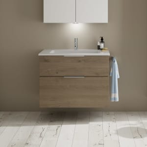 burgbad Eqio Waschtischkombination mit Mineralguss-Waschtisch, 82 cm, mit Griff G0146