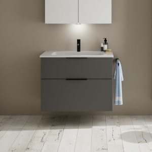 burgbad Eqio Waschtischkombination mit Mineralguss-Waschtisch, 82 cm, mit Griff G0200