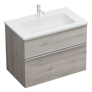 burgbad Eqio Waschtischkombination mit Mineralguss-Waschtisch, 82 cm, mit Griffleiste G0251