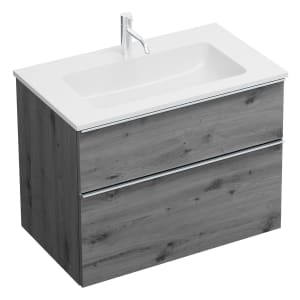 burgbad Eqio Waschtischkombination mit Mineralguss-Waschtisch, 82 cm, mit Griffleiste G0251