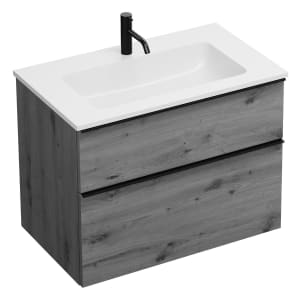 burgbad Eqio Waschtischkombination mit Mineralguss-Waschtisch, 82 cm, mit Griffleiste G0252