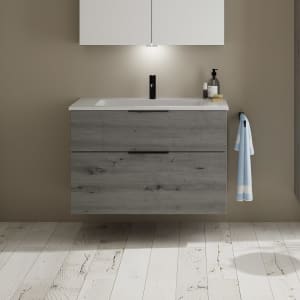 burgbad Eqio Waschtischkombination mit Mineralguss-Waschtisch, 92 cm, mit Griff G0200