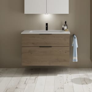 burgbad Eqio Waschtischkombination mit Mineralguss-Waschtisch, 92 cm, mit Griff G0200