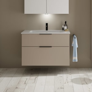 burgbad Eqio Waschtischkombination mit Mineralguss-Waschtisch, 92 cm, mit Griff G0200