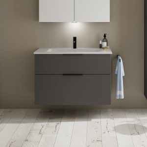 burgbad Eqio Waschtischkombination mit Mineralguss-Waschtisch, 92 cm, mit Griff G0200