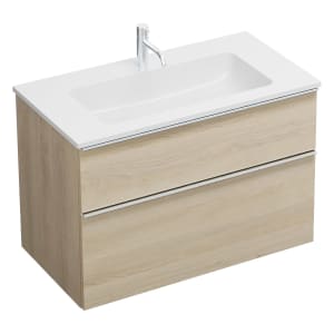 burgbad Eqio Waschtischkombination mit Mineralguss-Waschtisch, 92 cm, mit Griffleiste G0251