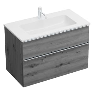 burgbad Eqio Waschtischkombination mit Mineralguss-Waschtisch, 92 cm, mit Griffleiste G0251