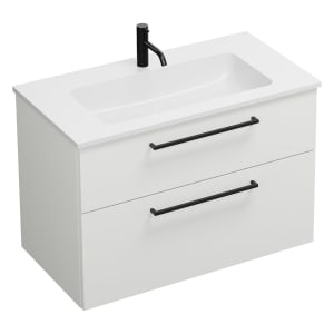 burgbad Eqio Waschtischkombination mit Mineralguss-Waschtisch, 92 cm, mit Stangengriff G0234