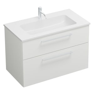 burgbad Eqio Waschtischkombination mit Mineralguss-Waschtisch, 92 cm, mit Stangengriff P95