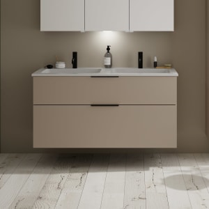 burgbad Eqio Waschtischkombination mit Mineralguss-Doppelwaschtisch, 122 cm, mit Griff G0200