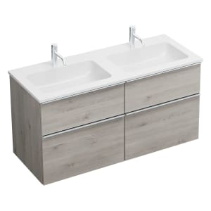 burgbad Eqio Waschtischkombination mit Mineralguss-Doppelwaschtisch, 122 cm, mit Griffleiste G0251