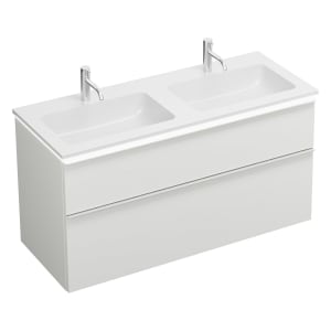 burgbad Eqio Waschtischkombination mit Mineralguss-Doppelwaschtisch und LED-Beleuchtung, 122 cm, mit Griffleiste G0251