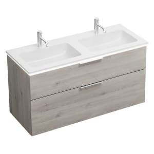 burgbad Eqio Waschtischkombination mit Mineralguss-Doppelwaschtisch und LED-Beleuchtung, 122 cm, mit Griff G0146