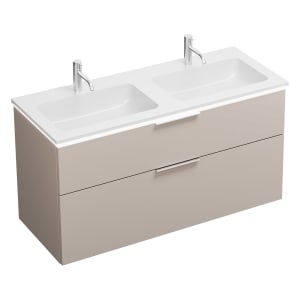 burgbad Eqio Waschtischkombination mit Mineralguss-Doppelwaschtisch und LED-Beleuchtung, 122 cm, mit Griff G0146