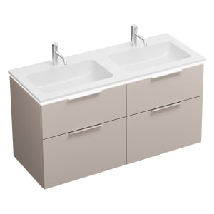 burgbad Eqio Waschtischkombination mit Mineralguss-Doppelwaschtisch und LED-Beleuchtung, 122 cm, mit Griff G0146