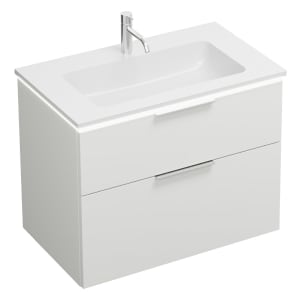 burgbad Eqio Waschtischkombination mit Mineralguss-Waschtisch und LED-Beleuchtung, 82 cm, mit Griff G0146