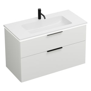 burgbad Eqio Waschtischkombination mit Mineralguss-Waschtisch und LED-Beleuchtung, 102 cm, mit Griff G0200