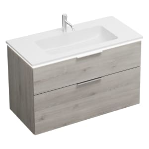 burgbad Eqio Waschtischkombination mit Mineralguss-Waschtisch und LED-Beleuchtung, 102 cm, mit Griff G0146