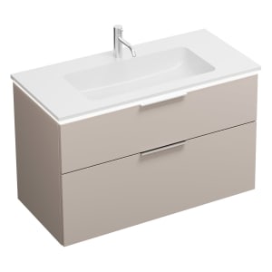 burgbad Eqio Waschtischkombination mit Mineralguss-Waschtisch und LED-Beleuchtung, 102 cm, mit Griff G0146