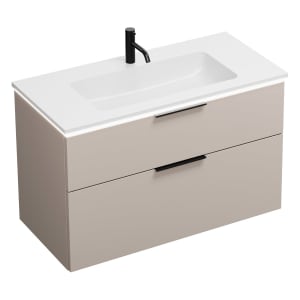 burgbad Eqio Waschtischkombination mit Mineralguss-Waschtisch und LED-Beleuchtung, 102 cm, mit Griff G0200