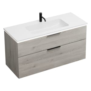 burgbad Eqio Waschtischkombination mit Mineralguss-Waschtisch und LED-Beleuchtung, 122 cm, mit Griff G0200