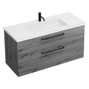 burgbad Eqio Waschtischkombination mit Mineralguss-Waschtisch und LED-Beleuchtung, 122 cm, mit Stangengriff G0234