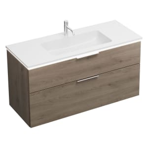 burgbad Eqio Waschtischkombination mit Mineralguss-Waschtisch und LED-Beleuchtung, 122 cm, mit Griff G0146