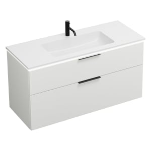 burgbad Eqio Waschtischkombination mit Mineralguss-Waschtisch und LED-Beleuchtung, 122 cm, mit Griff G0200