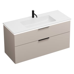 burgbad Eqio Waschtischkombination mit Mineralguss-Waschtisch und LED-Beleuchtung, 122 cm, mit Griff G0200