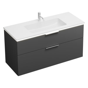 burgbad Eqio Waschtischkombination mit Mineralguss-Waschtisch und LED-Beleuchtung, 122 cm, mit Griff G0146