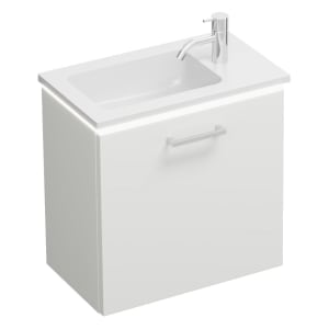 burgbad Eqio Waschtischkombination mit Mineralguss-Waschtisch und LED-Beleuchtung, 52 cm, mit Stangengriff P95