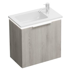 burgbad Eqio Waschtischkombination mit Mineralguss-Waschtisch und LED-Beleuchtung, 52 cm, mit Griff G0146