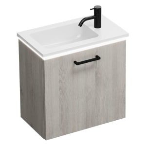 burgbad Eqio Waschtischkombination mit Mineralguss-Waschtisch und LED-Beleuchtung, 52 cm, mit Stangengriff G0234