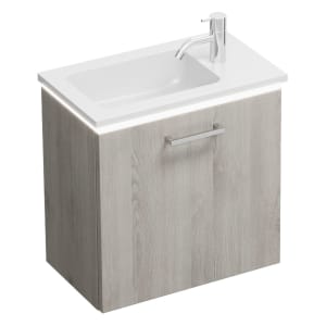 burgbad Eqio Waschtischkombination mit Mineralguss-Waschtisch und LED-Beleuchtung, 52 cm, mit Stangengriff P95