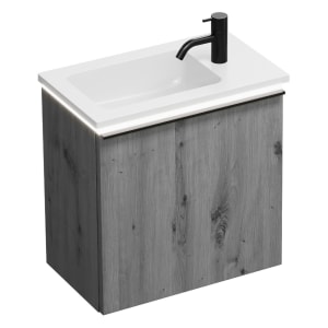 burgbad Eqio Waschtischkombination mit Mineralguss-Waschtisch und LED-Beleuchtung, 52 cm, mit Griffleiste G0252