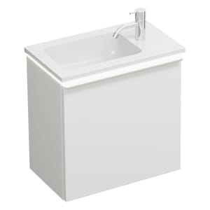 burgbad Eqio Waschtischkombination mit Mineralguss-Waschtisch und LED-Beleuchtung, 52 cm, mit Griffleiste G0251