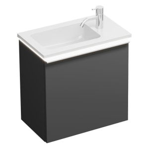 burgbad Eqio Waschtischkombination mit Mineralguss-Waschtisch und LED-Beleuchtung, 52 cm, mit Griffleiste G0251