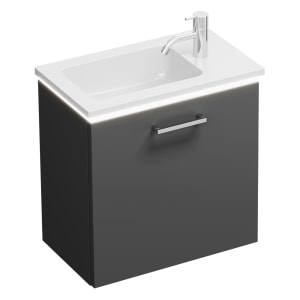 burgbad Eqio Waschtischkombination mit Mineralguss-Waschtisch und LED-Beleuchtung, 52 cm, mit Stangengriff P95