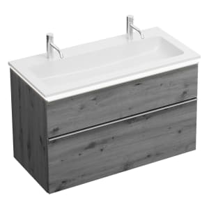 burgbad Eqio Waschtischkombination mit Mineralguss-Waschtisch und LED-Beleuchtung, 102 cm, mit Griffleiste G0251