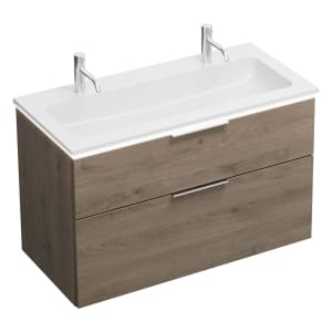 burgbad Eqio Waschtischkombination mit Mineralguss-Waschtisch und LED-Beleuchtung, 102 cm, mit Griff G0146