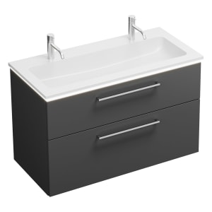 burgbad Eqio Waschtischkombination mit Mineralguss-Waschtisch und LED-Beleuchtung, 102 cm, mit Stangengriff P95